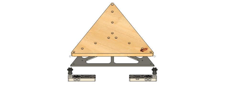 Triangular plate resting on its sensors